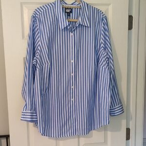 Lands' End Plus Women's Blue and White Striped Shirt